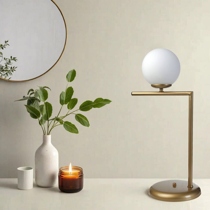 Opviq Lámpara de Mesa Blanca con Tapa de Vidrio Opviq Lámpara de Mesa Blanca con Tapa de Vidrio